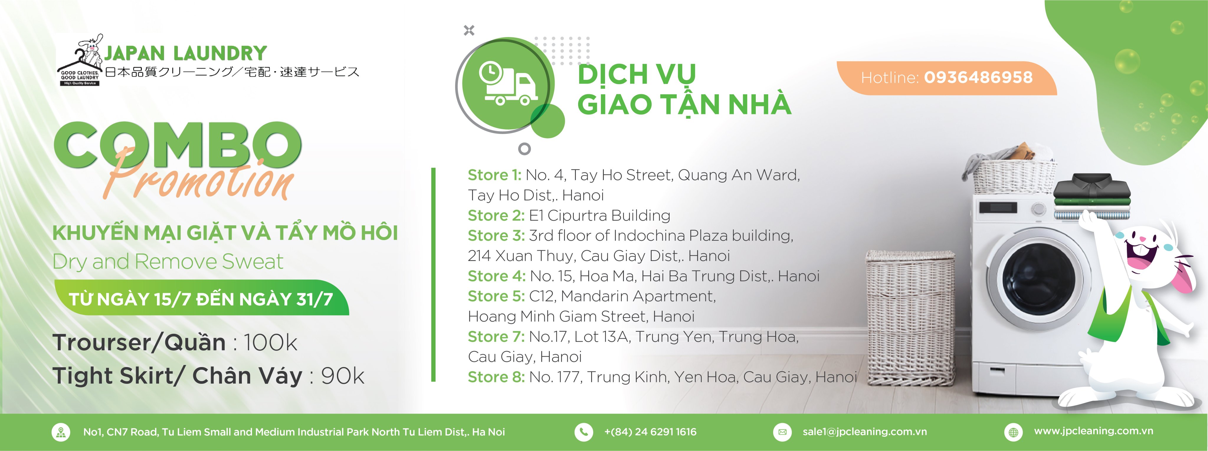 Khuyến mãi giặt và tẩy mồ hôi với combo Promotion của Japan LaunDry